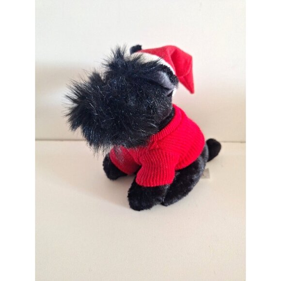 Black Plush Christmas Dog Red Santa Sweater Hat Bestever Holiday - Picture 5 of 10